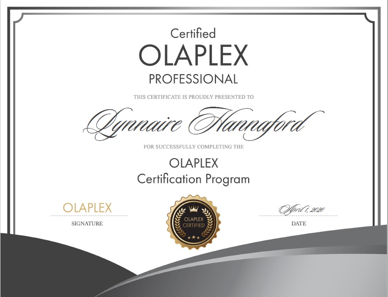Olaplex Certificate